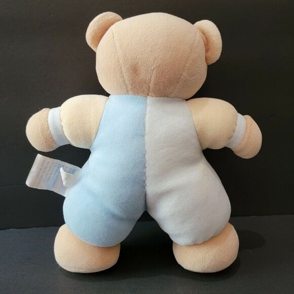 Baby Ganz Teddy Bear Stuffed Animal Lovey Rattle Blue Tan Soft Plush Toy 2001 - Picture 3 of 9